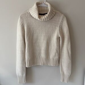 Jenni Kayne Cotton Blend Turtleneck Ivory Sweater - XS